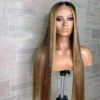 Luxury Remy Streak Ombre Ash Honey Blonde 100% Human Hair Swiss 13x4 Lace Front Glueless Wig U-Part, 360 Or Full Lace Upgrade Available