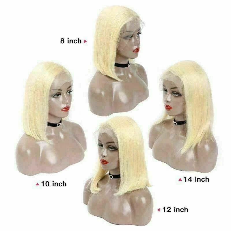 Luxury Platinum Blonde #613 Bob 100% Human Hair Swiss 13x4 Lace Front Glueless Wig U-Part, 360 Or Full Lace Upgrade Available - Image 2