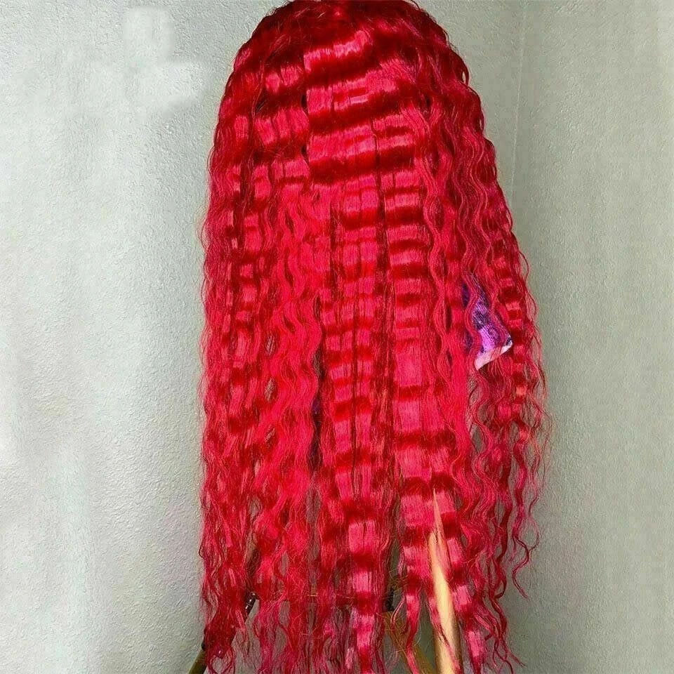 Luxury Remy Hot Pink Deep Wave 100% Human Hair Swiss 13x4 Lace Front Glueless Wig Fuchsia Wavy Colouful U-Part Or Full Lace Upgrade Available - Image 2