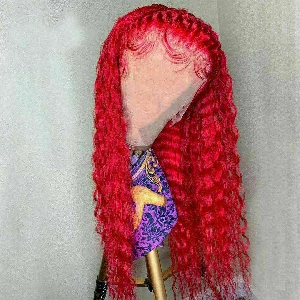 Luxury Remy Hot Pink Deep Wave 100% Human Hair Swiss 13x4 Lace Front Glueless Wig Fuchsia Wavy Colouful U-Part Or Full Lace Upgrade Available - Image 4