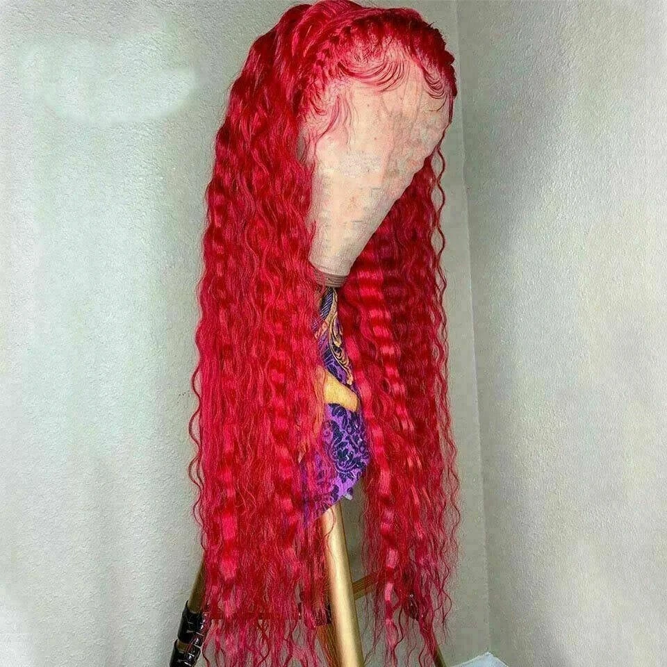 Luxury Remy Hot Pink Deep Wave 100% Human Hair Swiss 13x4 Lace Front Glueless Wig Fuchsia Wavy Colouful U-Part Or Full Lace Upgrade Available - Image 3