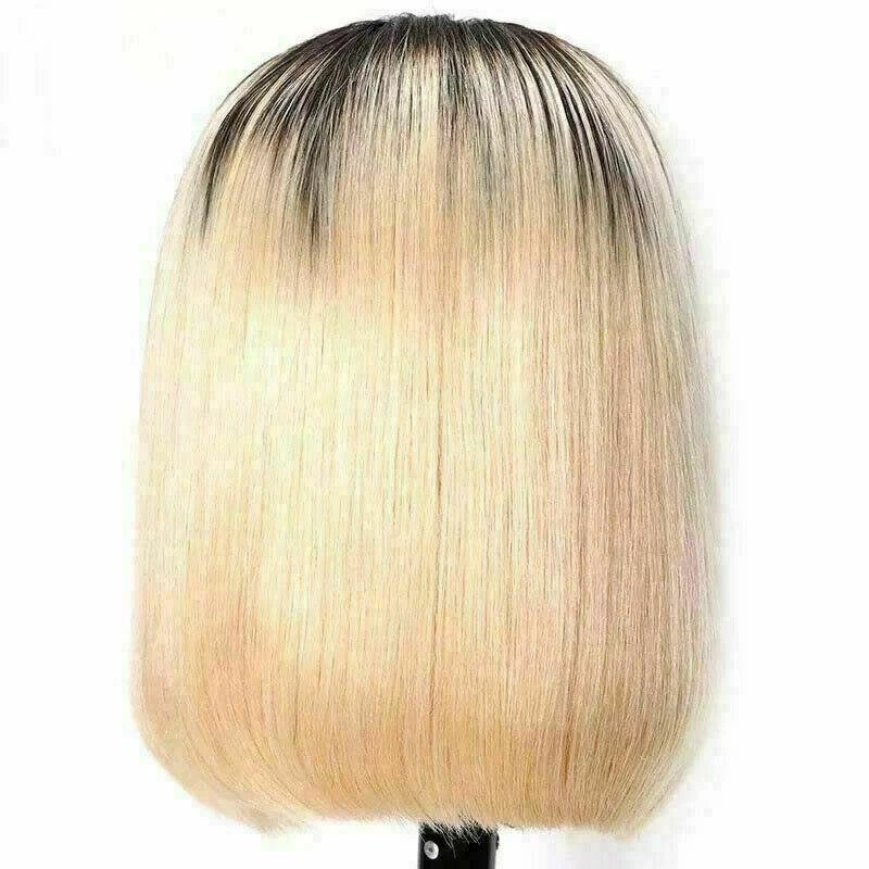 Luxury Platinum Blonde Ombre Bob Human Hair Swiss 13x4 Lace Front Glueless Wig Ash Human U-Part, 360 Or Full Lace Upgrade Available - Image 2