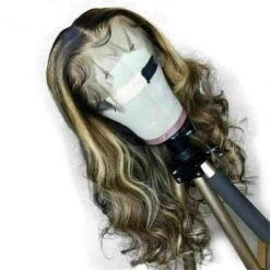 Luxury Remy 100% Human Hair Swiss 13x4 Lace Front Wig Ombre Ash Blonde Brown Balayage Highlight U-Part, 360 Or Full Lace Upgrade Available