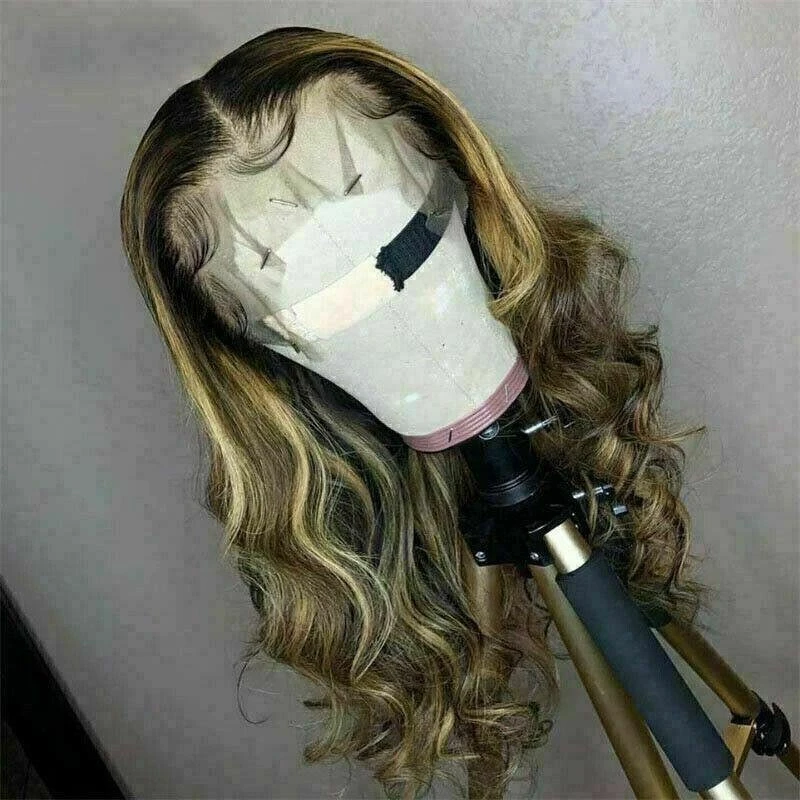 Luxury Remy 100% Human Hair Swiss 13x4 Lace Front Wig Ombre Ash Blonde Brown Balayage Highlight U-Part, 360 Or Full Lace Upgrade Available - Image 3