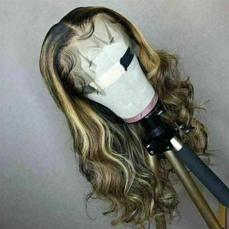 Luxury Remy 100% Human Hair Swiss 13x4 Lace Front Wig Ombre Ash Blonde Brown Balayage Highlight U-Part, 360 Or Full Lace Upgrade Available - Image 4