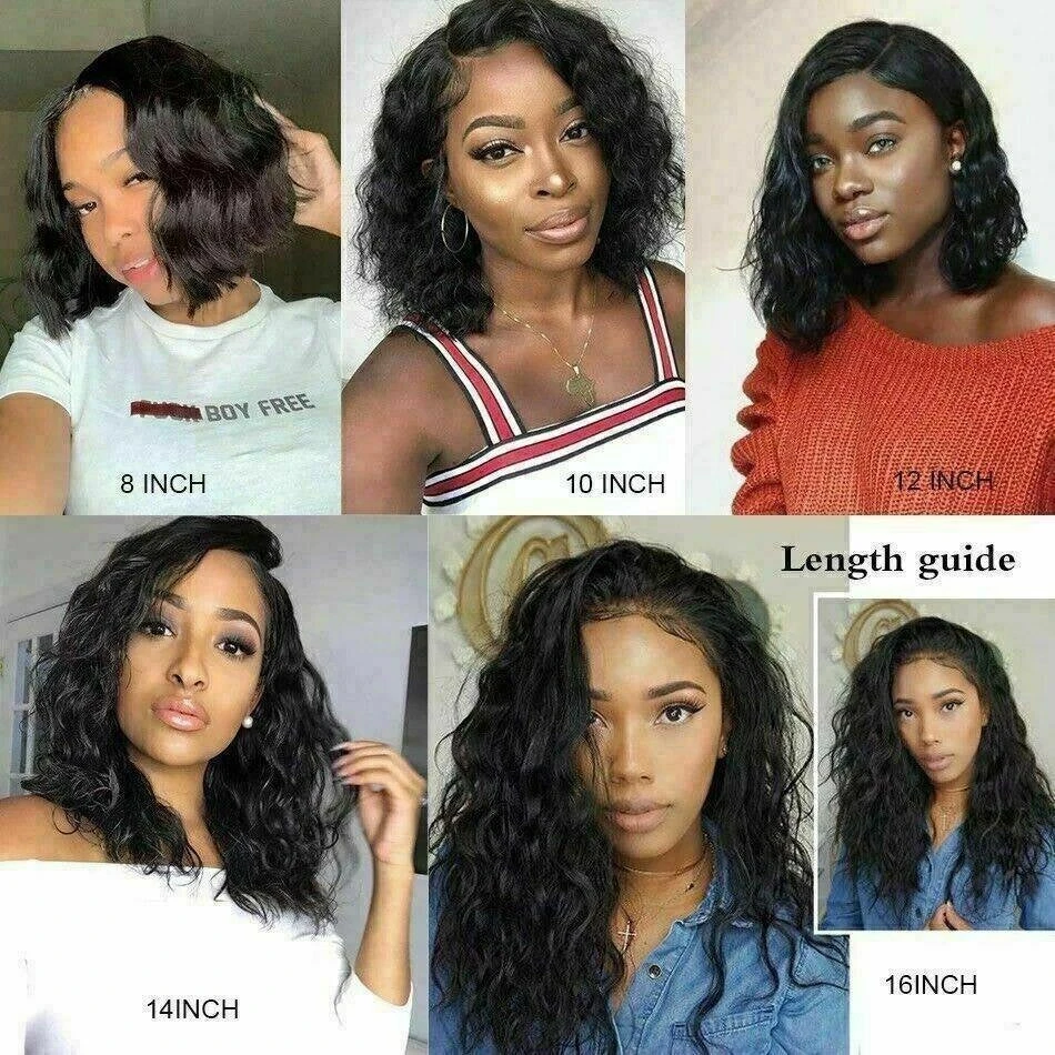Luxury Short Remy Curly Bob #1B Black 100% Human Hair Swiss 13x4 Lace Front Glueless Wig U-Part, 360 Or Full Lace Upgrade Available - Image 2