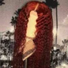 Luxury Brazilian Deep Curly Burgundy Red 99J 100% Human Hair Swiss 13x4 Lace Front Glueless Wig Colouful U-Part Or Full Lace Upgrade Available