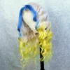 Luxury Colorful Blue Yellow Blonde Bright 100% Human Hair Swiss 13x4 Lace Front Glueless Wig Colouful U-Part Or Full Lace Upgrade Available