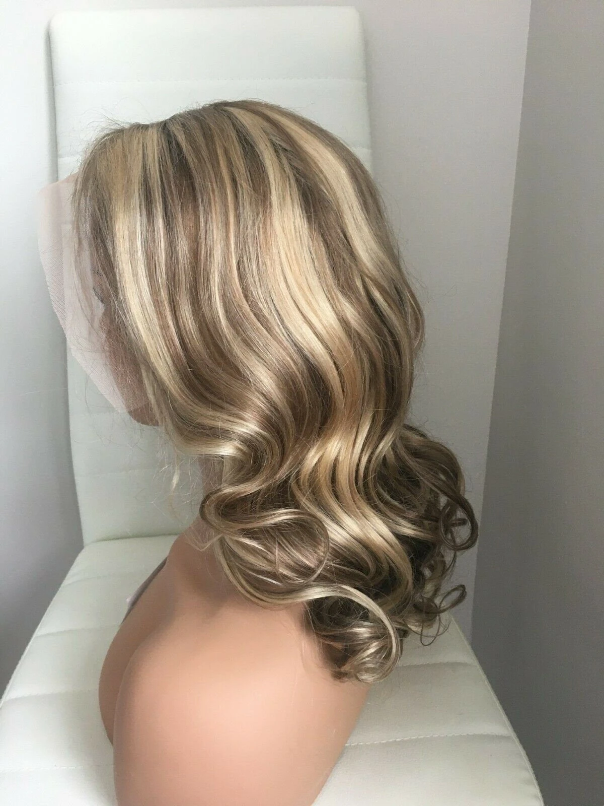 Luxury Chocolate Brown Light Blonde Balayage Highlight 100% Human Hair Swiss 13x4 Lace Front Wig U-Part, 360 Or Full Lace Upgrade Available - Image 3