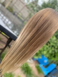 Luxury Ash Blonde Balayage Highlight 100% Human Hair Swiss 13x4 Lace Front Glueless WigU-Part, 360 Or Full Lace Upgrade Available
