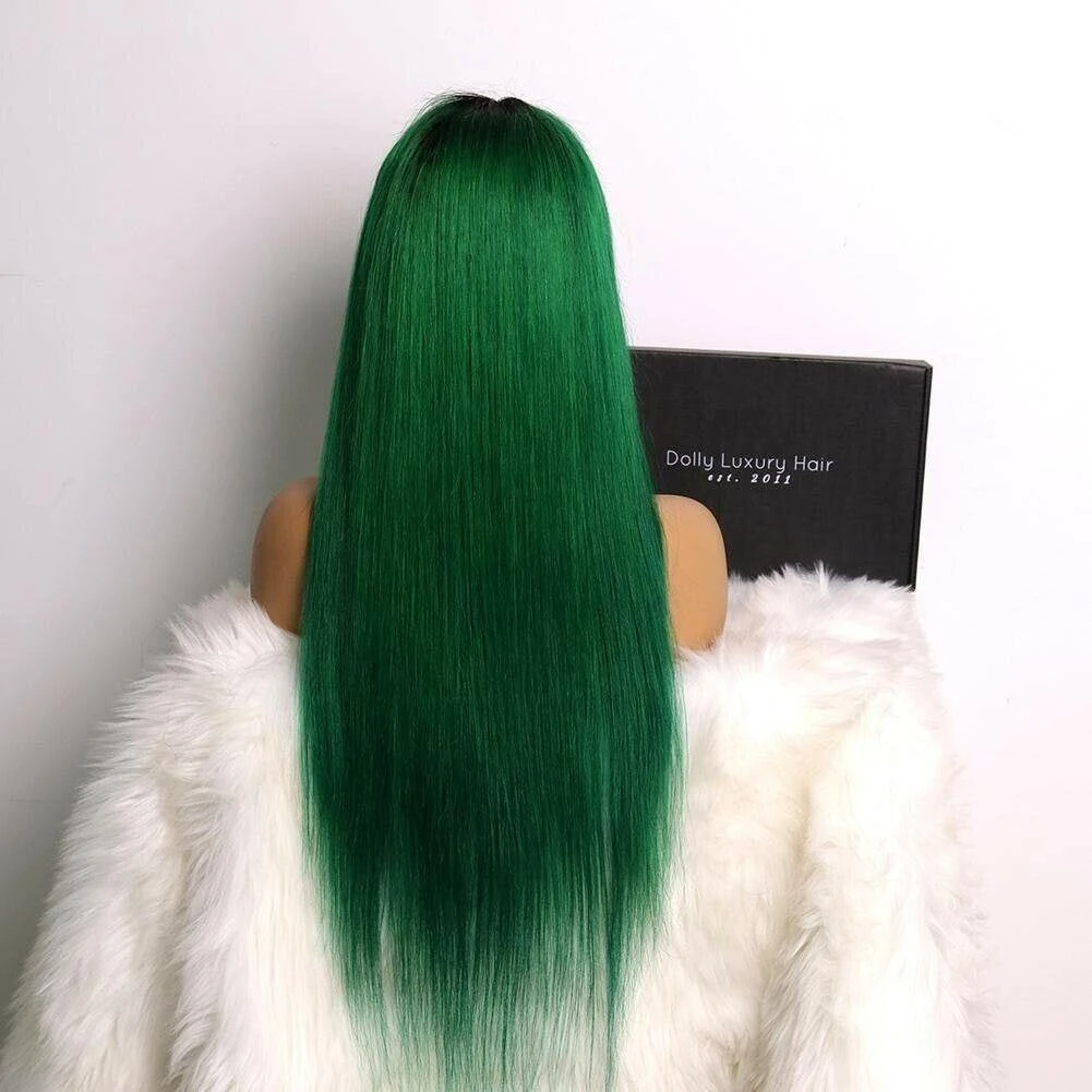 Luxury Remy Emerald Mermaid Dark Green Ombre 100% Human Hair Swiss 13x4 Lace Front Wig Colorful U-Part, 360 Or Full Lace Upgrade Available - Image 4