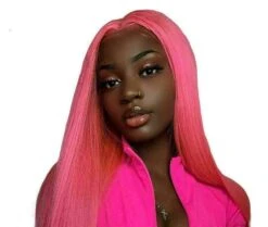 Luxury Remy Hot Pink 100% Human Hair Swiss 13x4 Lace Front Glueless Wig Straight Fuchsia Neon Colouful U-Part Or Full Lace Upgrade Available