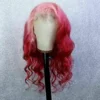 Luxury Remy Baby Pink Fuchsia 100% Human Hair Swiss 13x4 Lace Front Glueless Wig Ombre Wavy Colouful U-Part Or Full Lace Upgrade Available