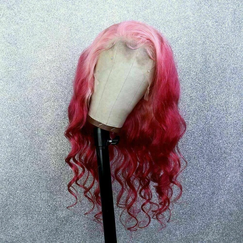 Luxury Remy Baby Pink Fuchsia 100% Human Hair Swiss 13x4 Lace Front Glueless Wig Ombre Wavy Colouful U-Part Or Full Lace Upgrade Available - Image 2