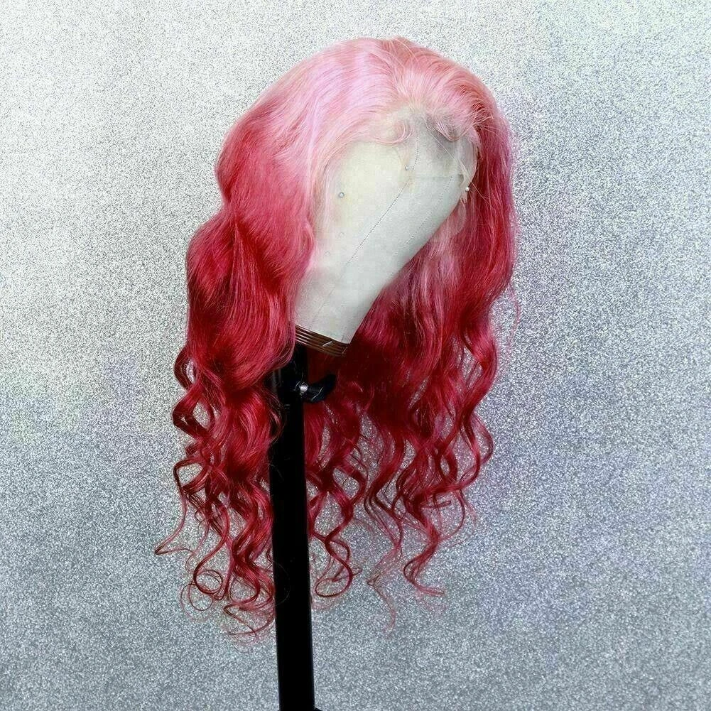 Luxury Remy Baby Pink Fuchsia 100% Human Hair Swiss 13x4 Lace Front Glueless Wig Ombre Wavy Colouful U-Part Or Full Lace Upgrade Available - Image 3