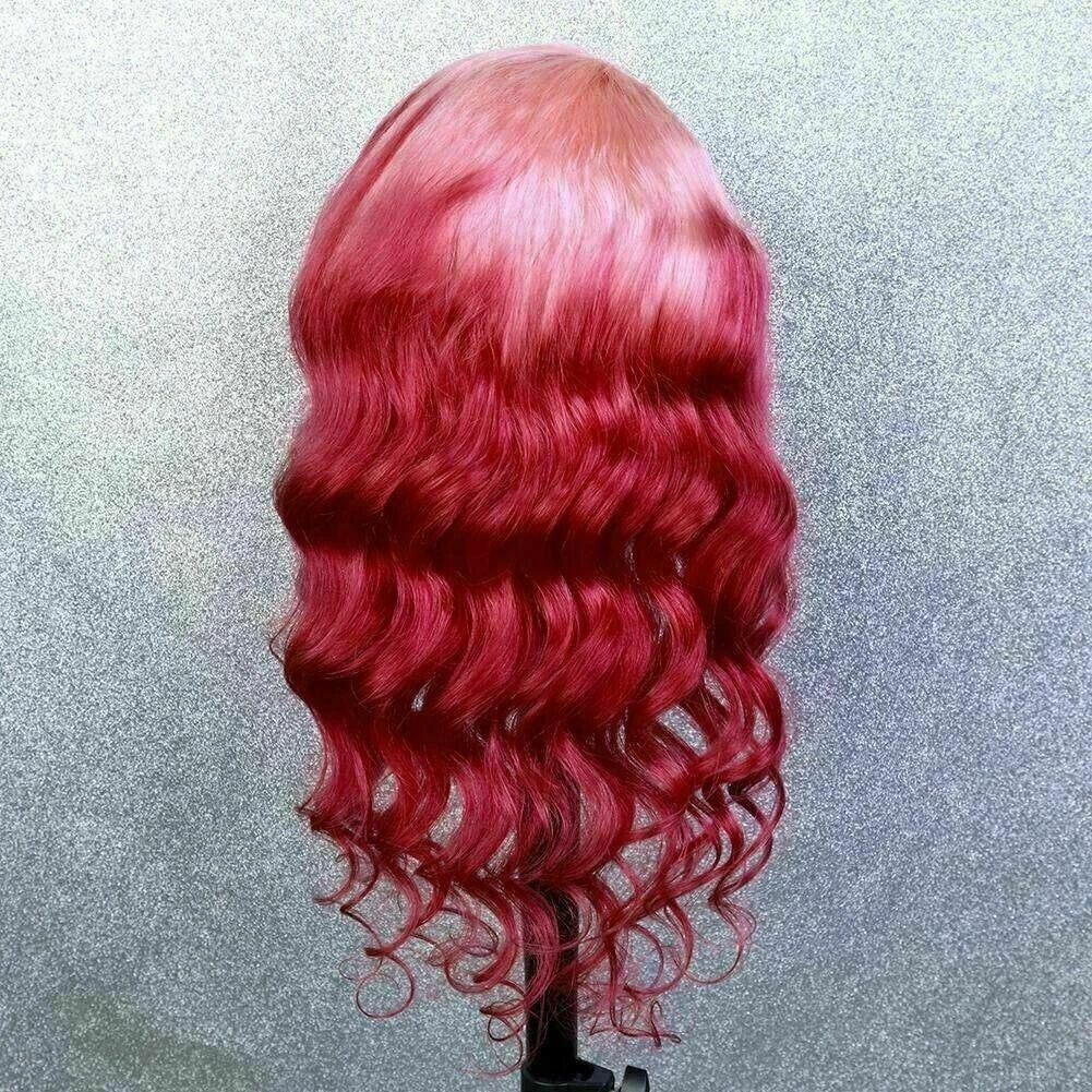 Luxury Remy Baby Pink Fuchsia 100% Human Hair Swiss 13x4 Lace Front Glueless Wig Ombre Wavy Colouful U-Part Or Full Lace Upgrade Available - Image 4
