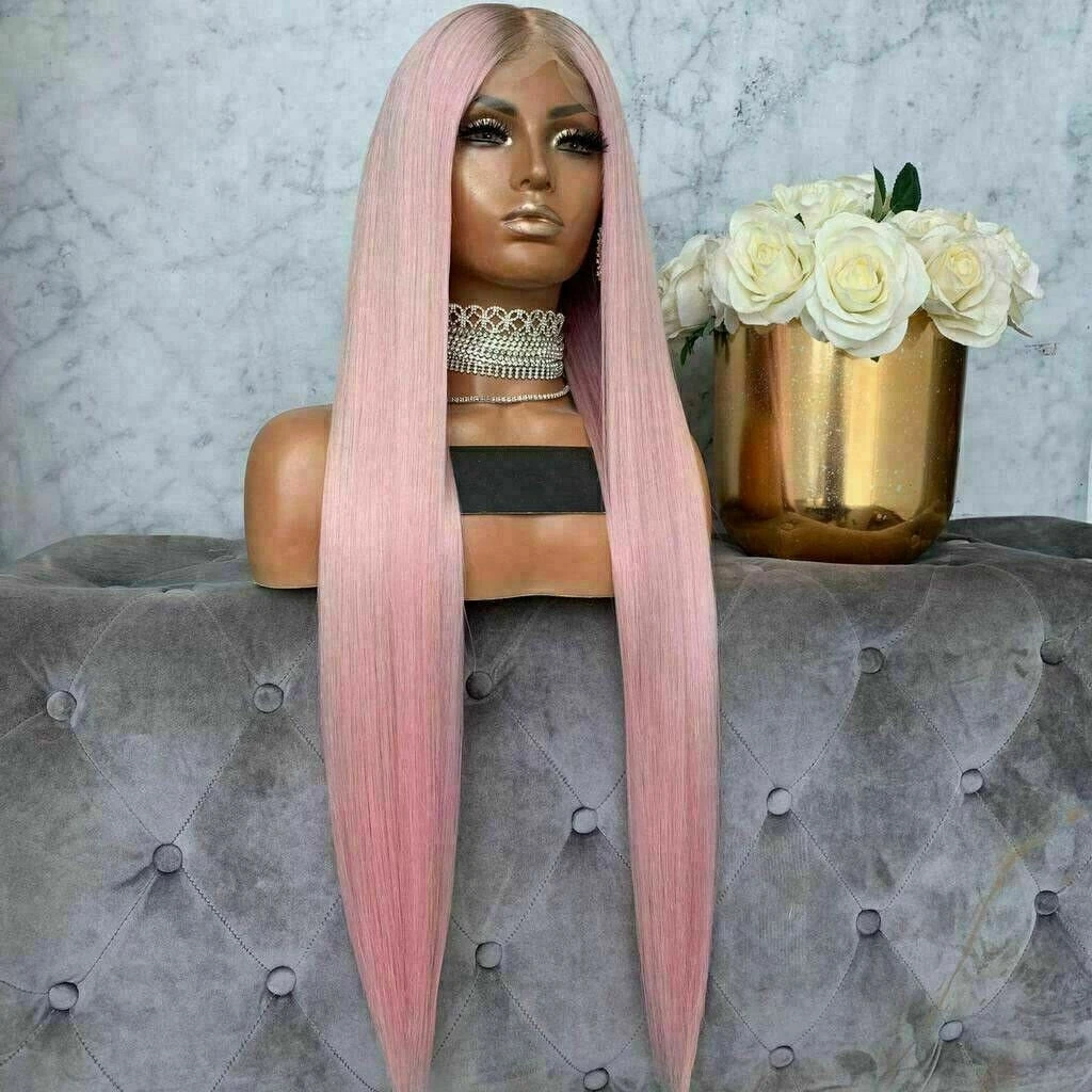 Luxury Remy Light Baby Pink 100% Human Hair Swiss 13x4 Lace Front Glueless Wig Ombre Colouful U-Part Or Full Lace Upgrade Available - Image 3