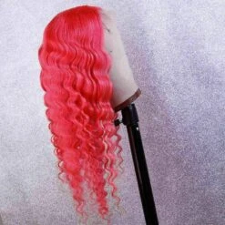 Luxury Remy Hot Pink Curly 100% Human Hair Swiss 13x4 Lace Front Glueless Wig Straight Fuchsia Colouful U-Part Or Full Lace Upgrade Available