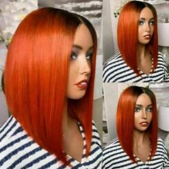 Luxury Ombre Orange Bob 100% Human Hair Swiss 13x4 Lace Front Glueless Wig Colouful U-Part, 360 Or Full Lace Upgrade Available