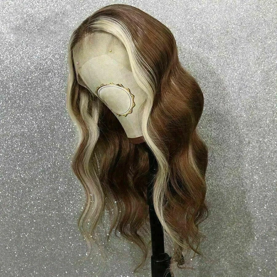 Luxury Remy Medium Brown Streak Straight 100% Human Hair Swiss 13x4 Lace Front Glueless Wig U-Part, 360 Or Full Lace Upgrade Available - Image 2