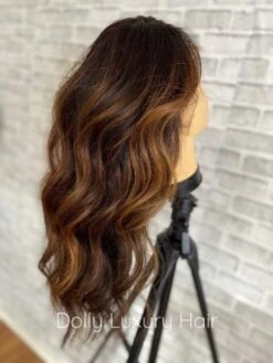 SIENNA | Luxe Chocolate Brown Balayage Human Hair Swiss 13x4 Lace Front WigBleached Knots Transparent Lace Full Lace Upgrade Available