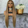 Luxury Golden Brown Ombre Blonde Straight 100% Human Hair Swiss 13x4 Lace Front Glueless Wig U-Part, 360 Or Full Lace Upgrade Available