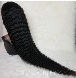 Luxury 30” 32” 34” 36” 38” 40” Inches Natural Black #1B Virgin Human Hair Swiss 13x4 Lace Front Glueless Wig Deep Wave Black Long