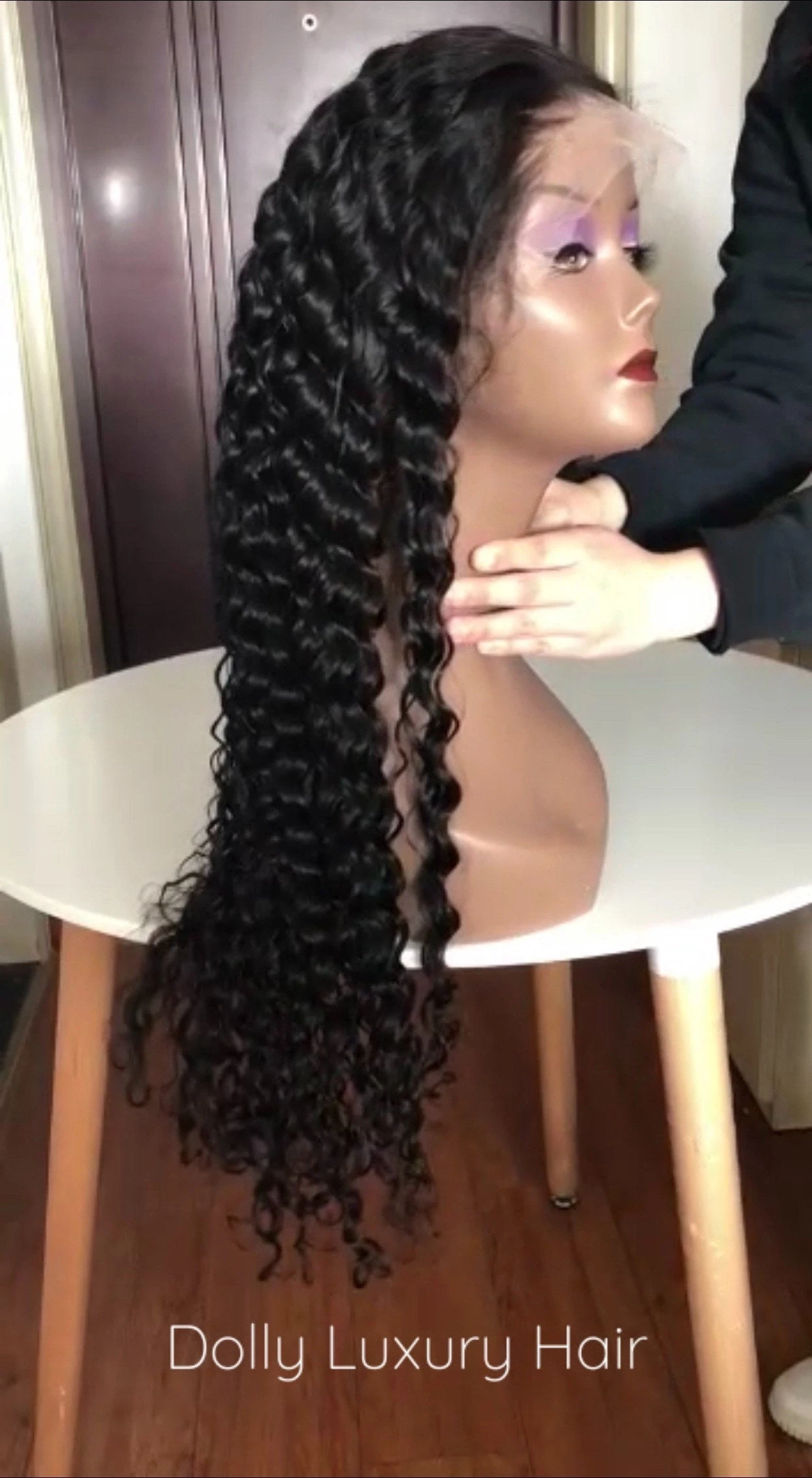 Luxury 30” 32” 34” 36” 38” 40” Inches Natural Black #1B Virgin Human Hair Swiss 13x4 Lace Front Glueless Wig Water Wave Curly Long - Image 3