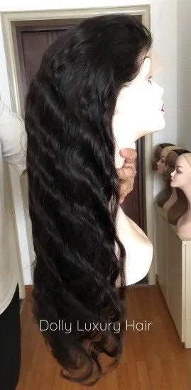 Luxury 30” 32” 34” 36” 38” 40” Inches Natural Black #1B Virgin Human Hair Swiss 13x4 Lace Front Glueless Wig Human Body Wave Long - Image 3