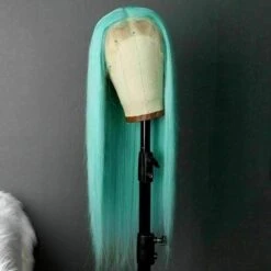 Luxury Remy Light Blue 100% Human Hair Swiss 13x4 Lace Front Glueless Wig Ombre Green Turquoise Colouful U-Part Or Full Lace Upgrade Available