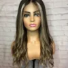 Luxury READY TO SHIP 16” 150% Dark Brown Blonde Balayage Human Hair 13x6 Lace Front Wig Transparent Glueless Bleached Knots