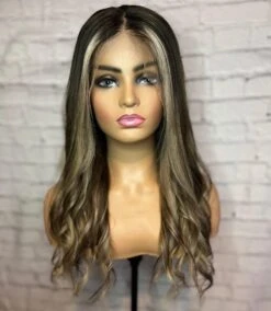 Luxury READY TO SHIP 16” 150% Dark Brown Blonde Balayage Human Hair 13x6 Lace Front Wig Transparent Glueless Bleached Knots