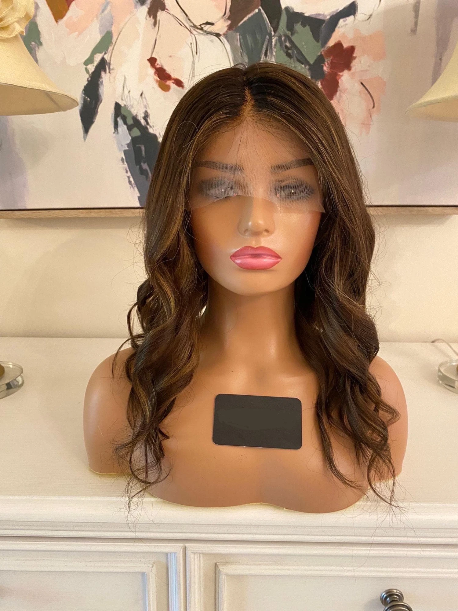 Luxury READY TO SHIP 16” 150% Dark Auburn Human Hair Full Lace Wig Transparent Glueless Bleached Knots Small Cap