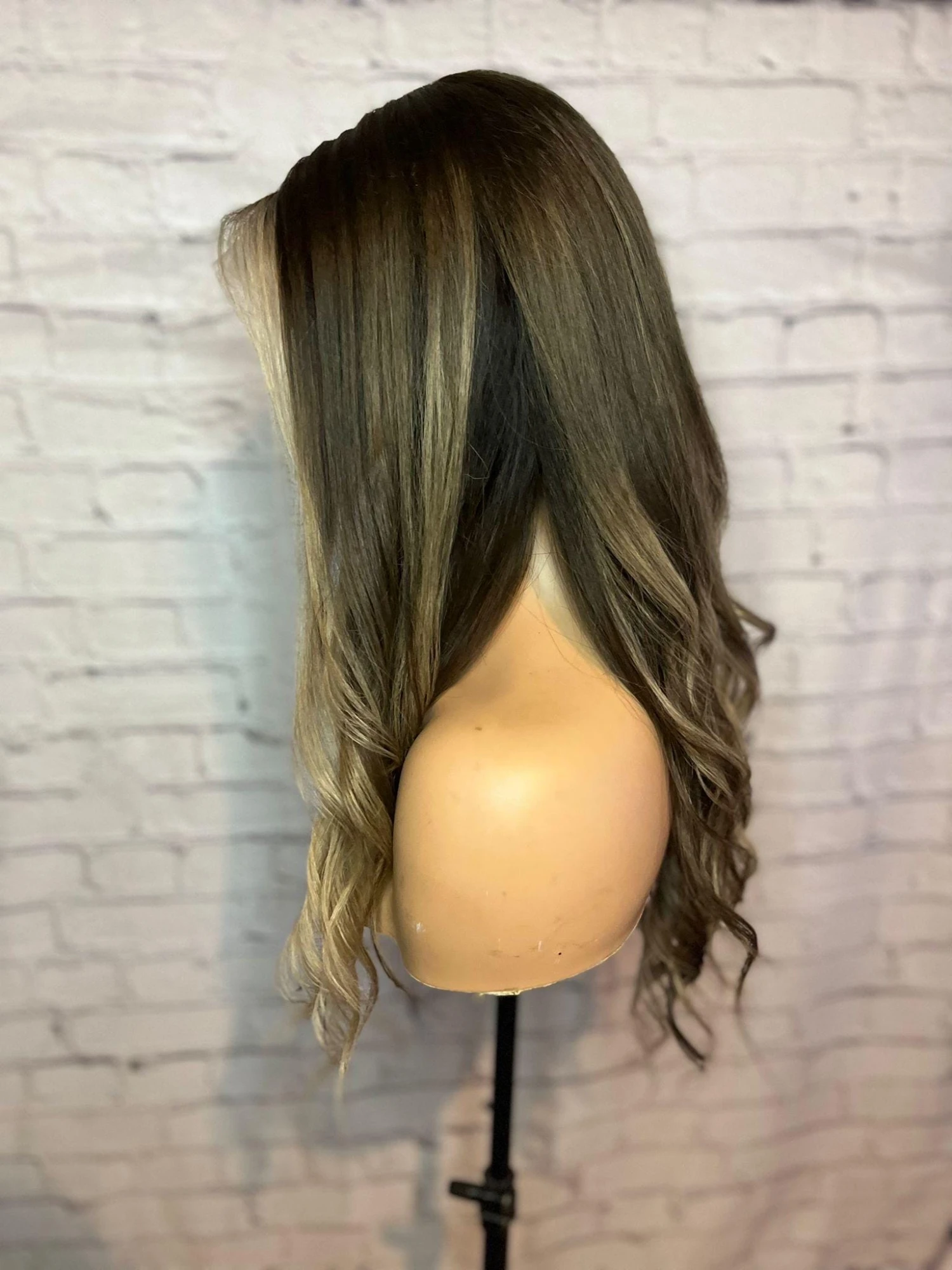 Luxury READY TO SHIP 16” 150% Dark Brown Blonde Balayage Human Hair 13x6 Lace Front Wig Transparent Glueless Bleached Knots - Image 2