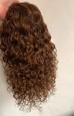 Luxury READY TO SHIP 14” 130% Auburn Human Hair Curly Full Lace Wig Transparent Glueless Bleached Knots
