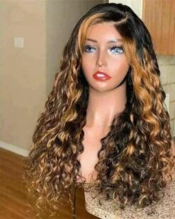 Luxury READY TO SHIP Clearance 20” 150% Auburn Highlight Human Hair Curly 13x4 Lace Front Wig Transparent Glueless