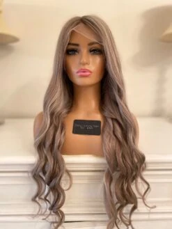 READY TO SHIP 30” 180% Full Lace Ash BlondeBalayage Highlighted Human Hair Wig