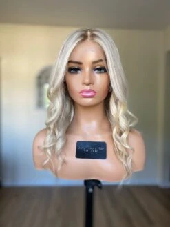 READY TO SHIP 16” 130% Small Cap Ash Blonde Light Platinum Balayage Highlighted Human Hair Wig 13x4 Lace Front