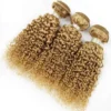 READY TO SHIP 4 Brazilian Honey Blonde #27Bundles Kinky Deep Curly Human Hair Virgin Extensions 400g