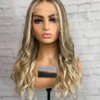 READY TO SHIP Luxury 18” 150% Ash Blonde 13x6 Human Hair Balayage Highlight Wig