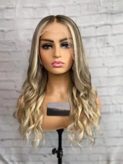 READY TO SHIP Luxury 18” 150% Ash Blonde 13x6 Human Hair Balayage Highlight Wig