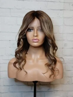 SALE READY TO SHIP Luxury 16" 180% Full Lace Silk Top Dark Brown & Blonde Balayage Wig
